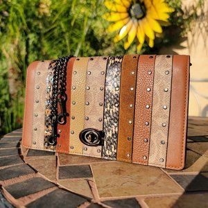 Coach Callie Foldover Patchwork Python Crossbody Purse